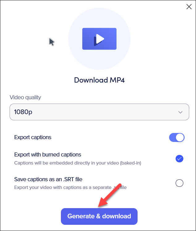 generate and download captions.png
